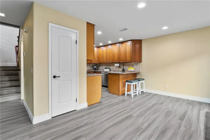 Dining area and counter-bar/breakfast-nook.