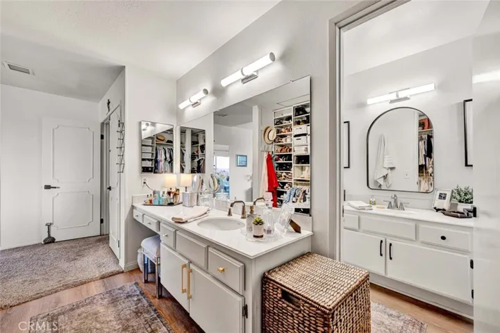 Vanity outside bathroom for getting ready!