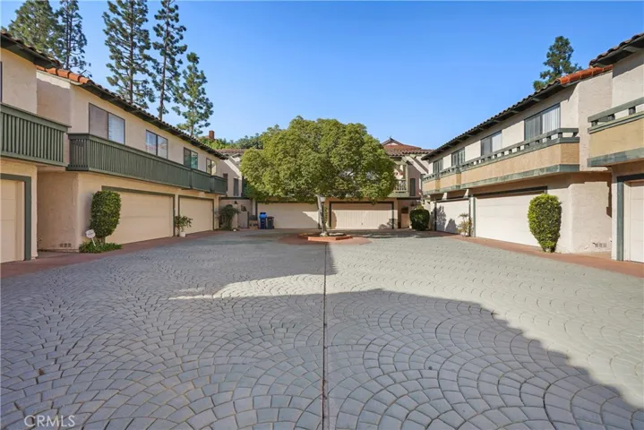 Stamped concrete motor courtyard