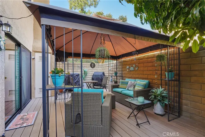 Composite wood decking on patio