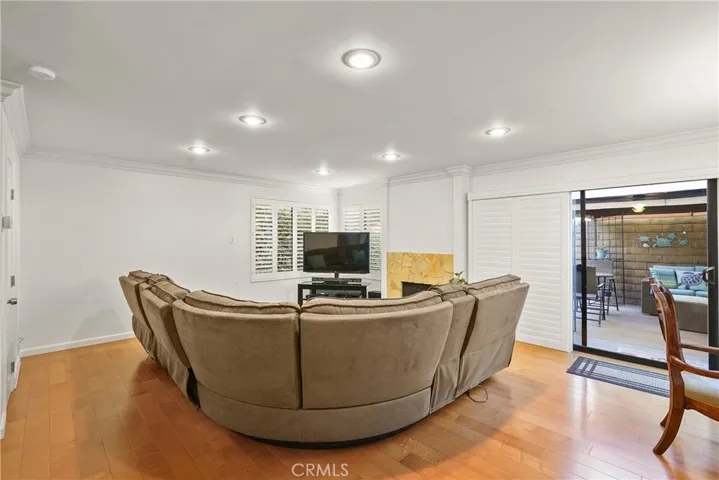 Sliding door opens to private patio