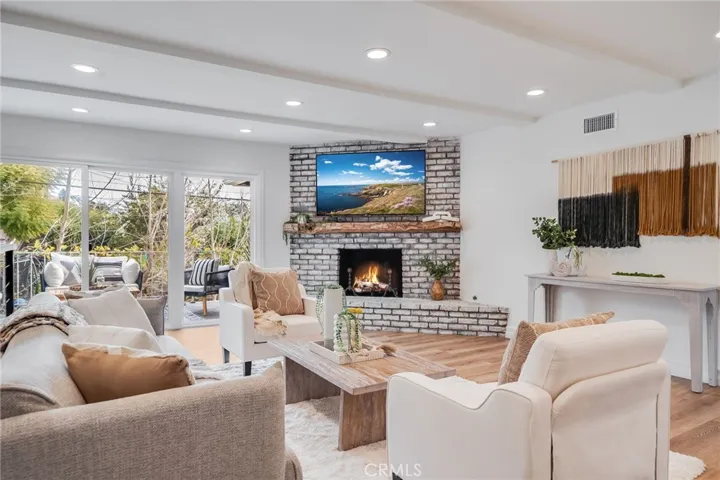 Spacious living room with large deck