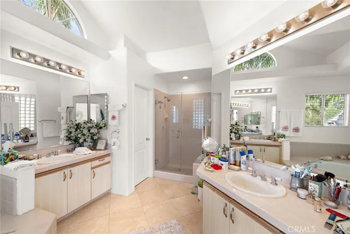 Primary bathroom with double sinks
