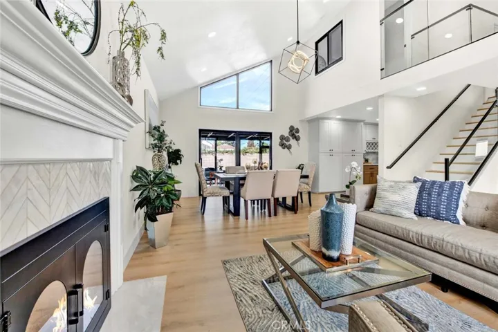 Marble fireplace with handcrafted mantel and surround.
