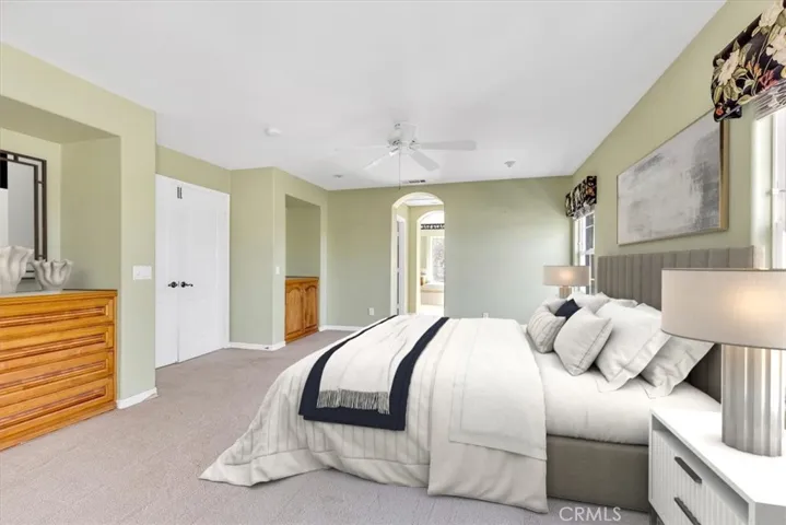 Primary bedroom. Virtually staged.