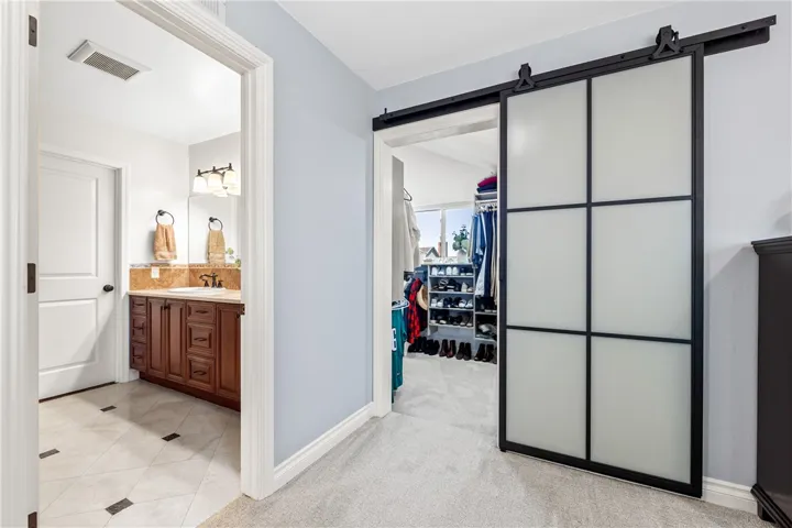 Closet and bathroom entrance for Bedroom #1