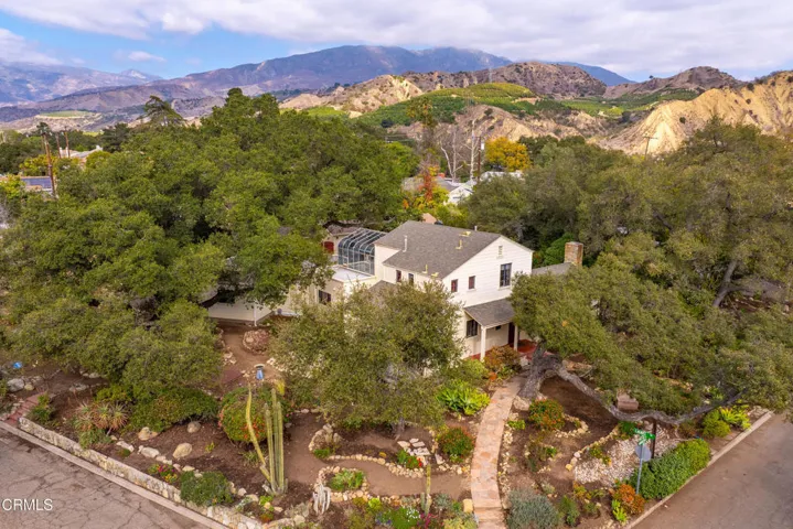 Aerial view of home and area