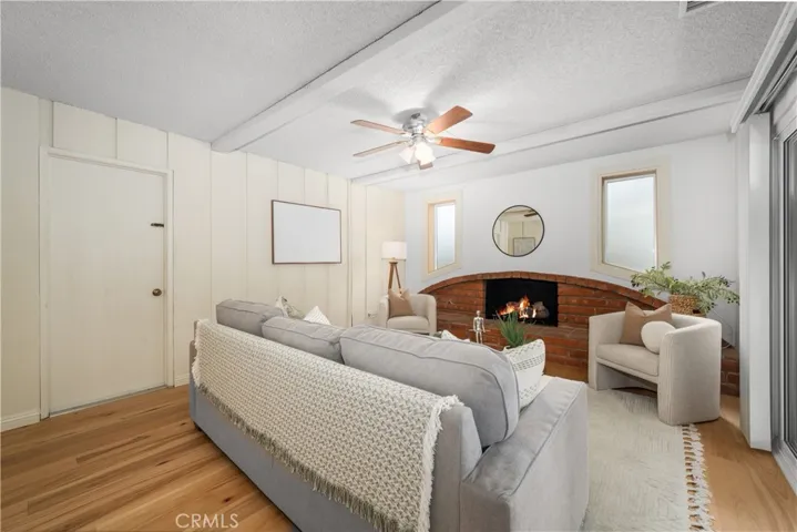 Family room view with fireplace