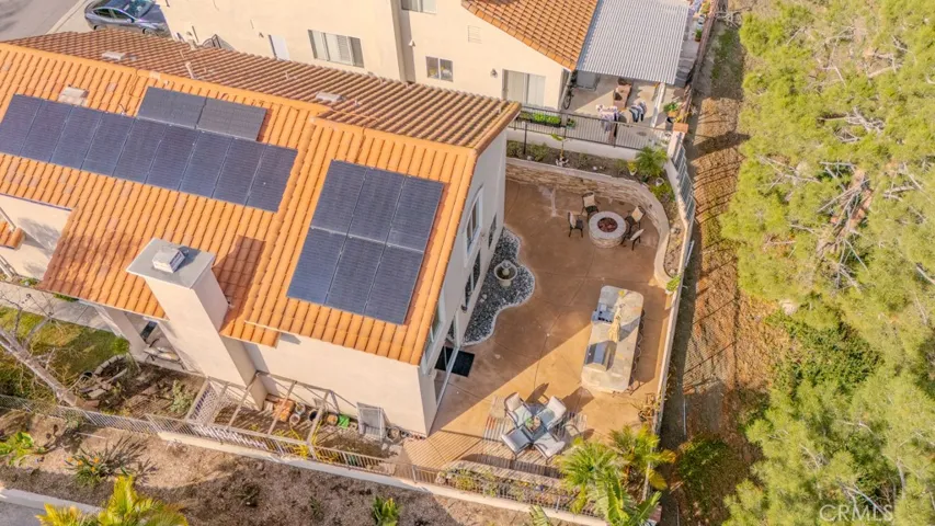 Overhead view of the home featuring the newly installed leased solar panels.