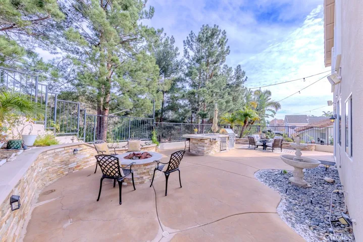 Fire pit highlights the backyard as you look to the southeast.