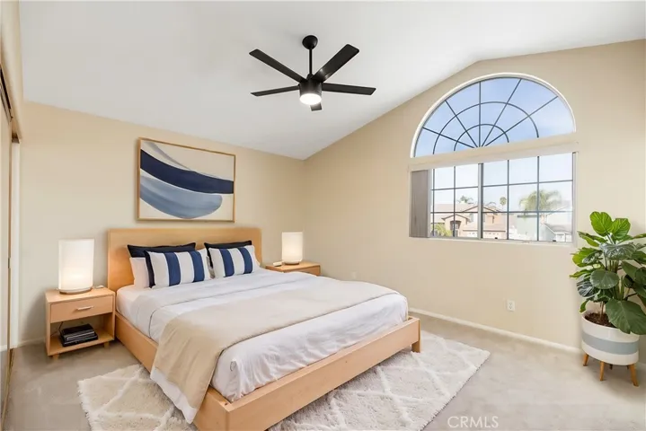 Upstairs primary suite - virtually staged