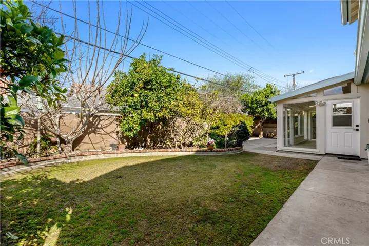 Nicely sized grass area in backyard.