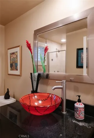Downstairs bathroom/shower with custom vessel sink