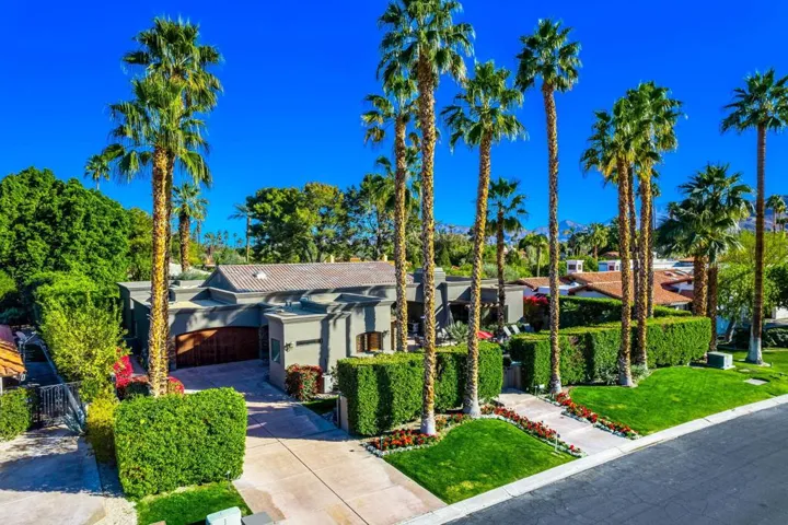 Aerial view of the front of the house