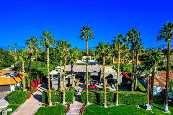 Aerial view of the front of the house
