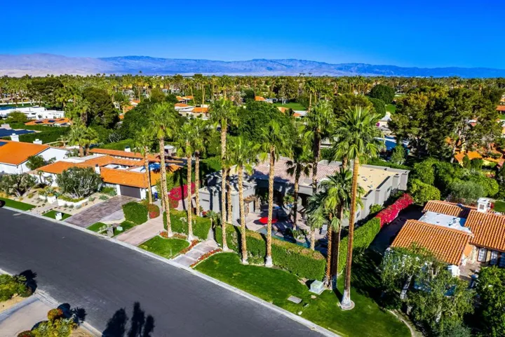 Aerial view of the front of the house