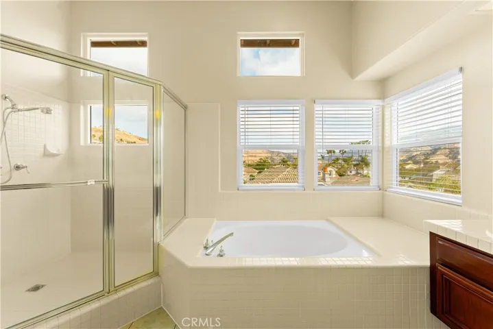 large master tub and shower lots of room