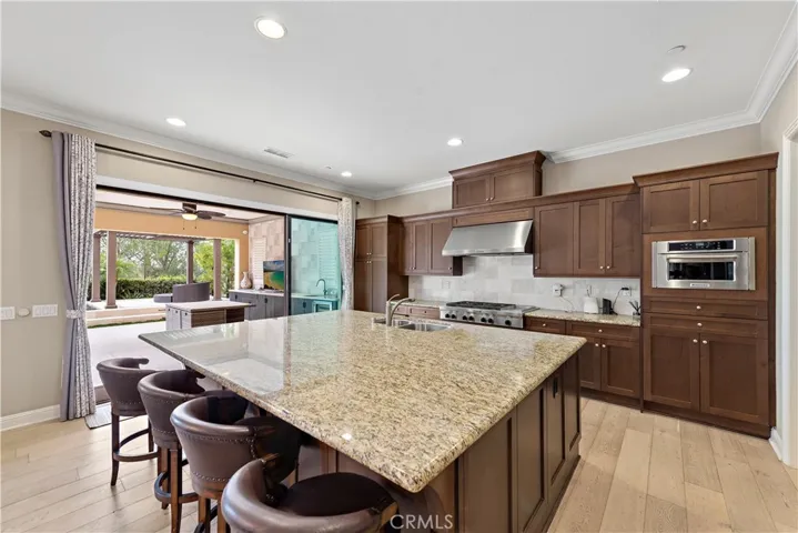 Chef's kitchen with a huge center island.