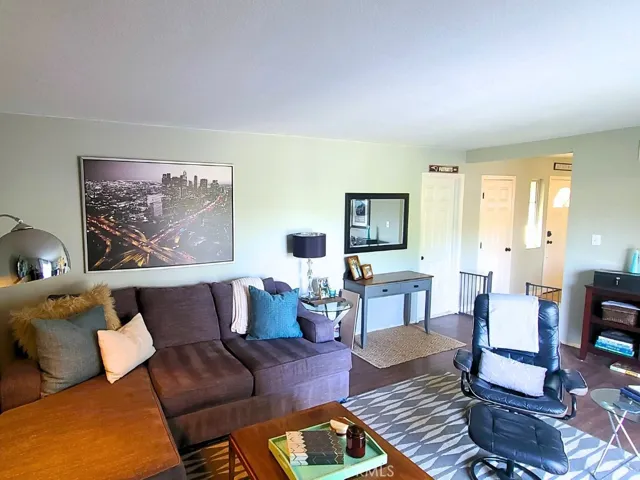 Family room looking toward garage and coat closet