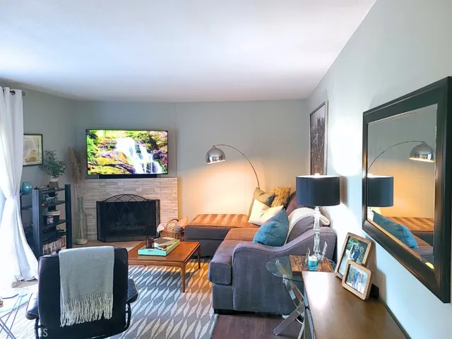 Family room/den with fireplace