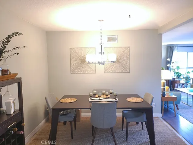 Formal dining room opens on to living room and kitchen