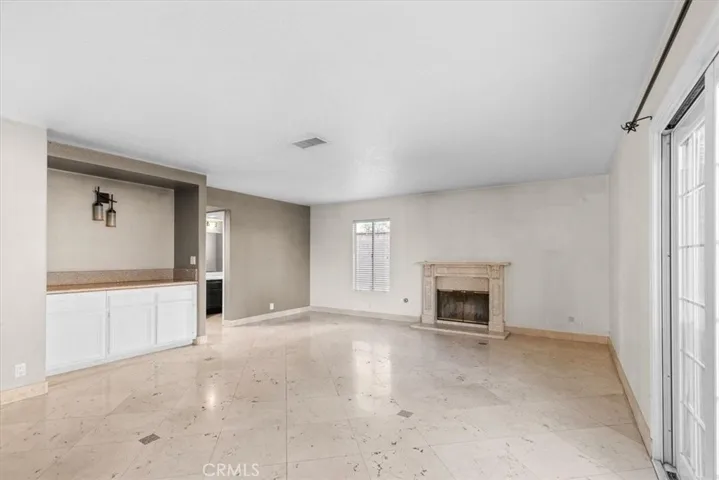Family room with fireplace