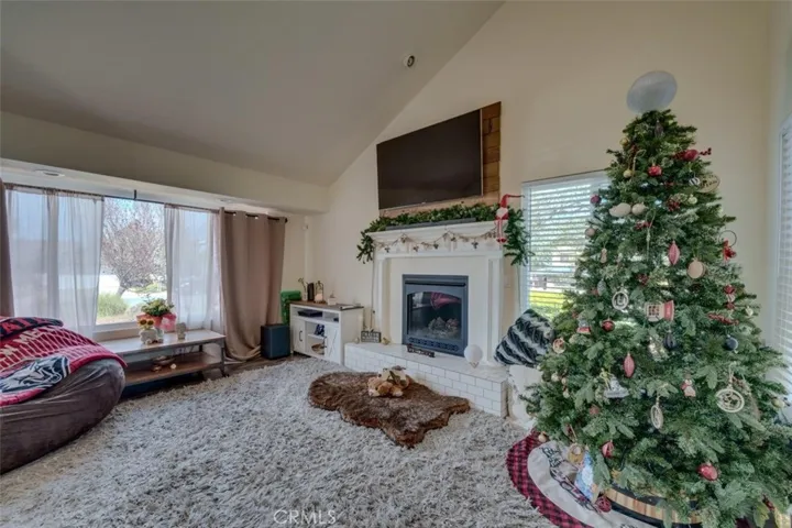 Living room with high ceilings and abundant light