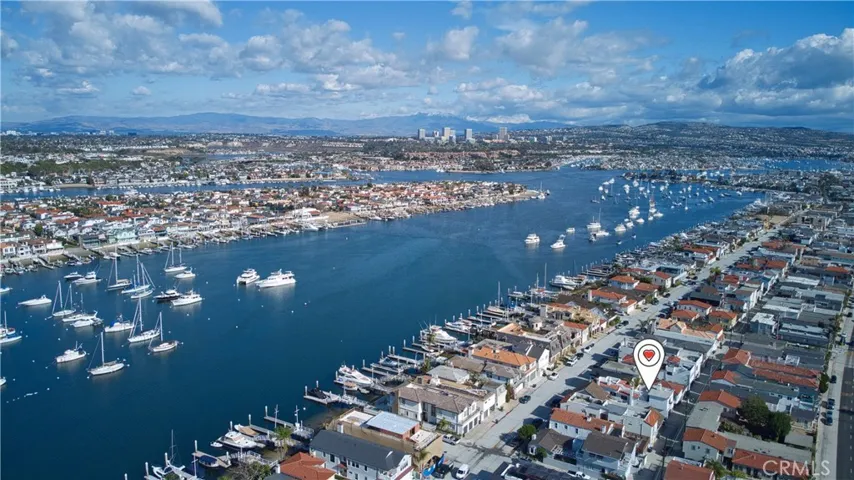 Aerial bay view looking toward Newport Coast and Fashion Island