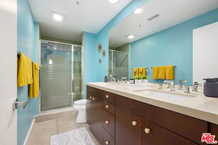 Primary Bathroom with Glass Tiles