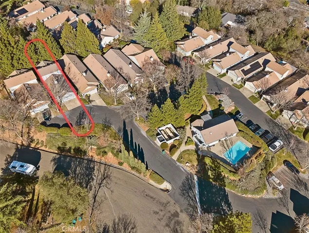 Granada Homes Aerial view with Clubhouse pool