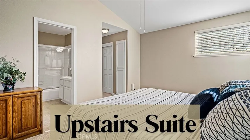 This is the only bedroom upstairs, with door, closet & bathroom
