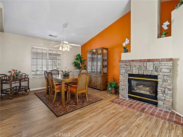 looking from family room to dining room