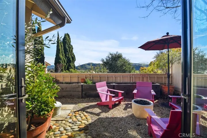 rear patio with hillside views