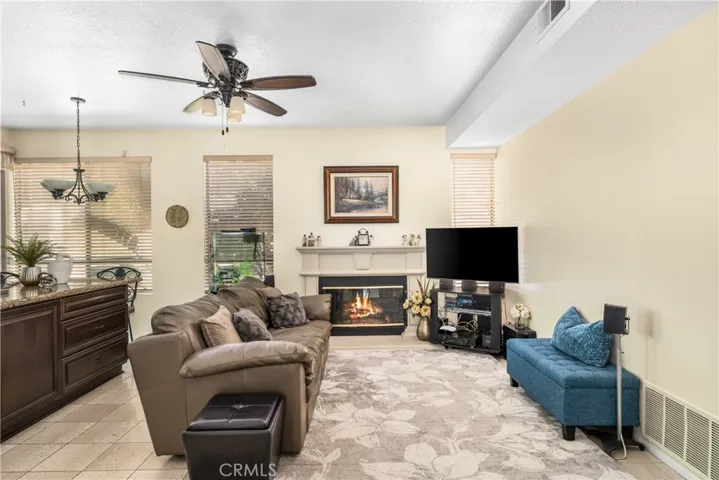 Family room with cozy fireplace