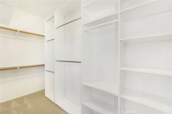 Organizers filling the owner's suite closet.
