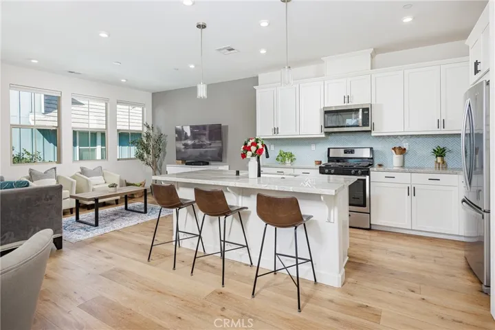 Kitchen with adjacent family room area