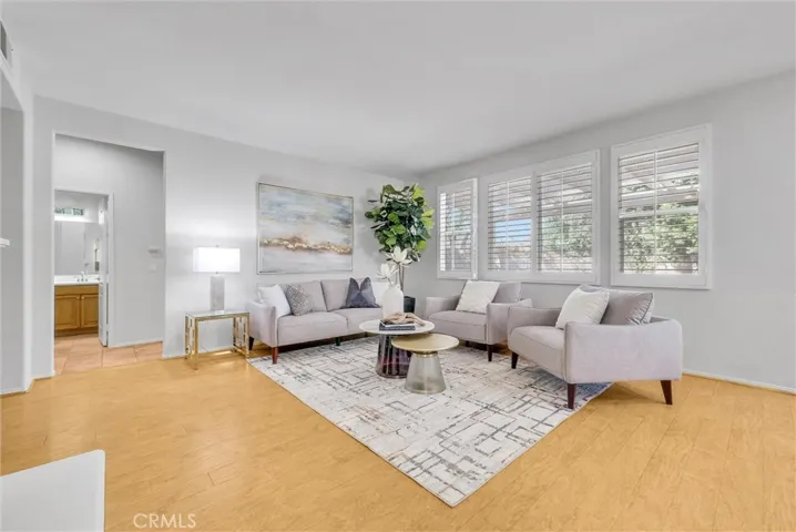 View of Family Room & the Main Floor Bathroom