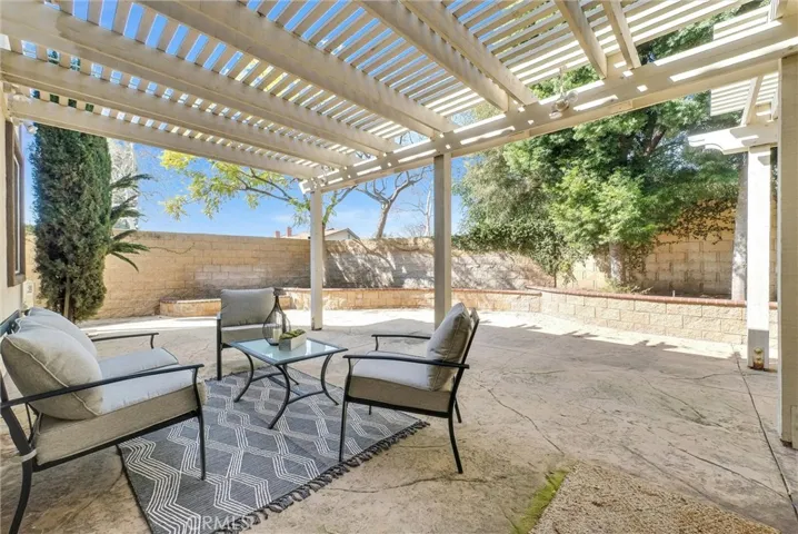 Generous-sized backyard with patio cover