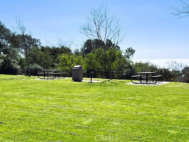 View of ocean from park benches

