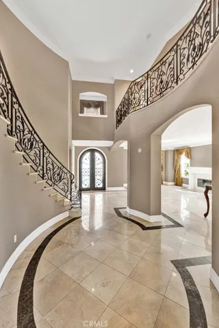 Looking from the doorway in the great room to the entry foyer. There's such attention to detail here.