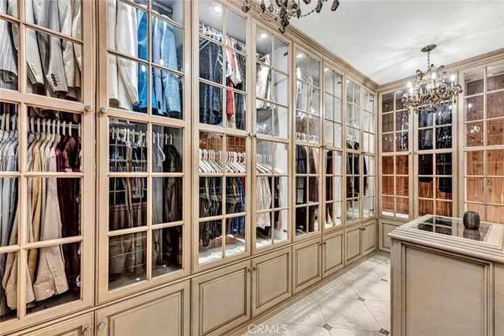 The 2 sides with more hanging space across the back are a mirror image of each other. Even the closet is beautiful!