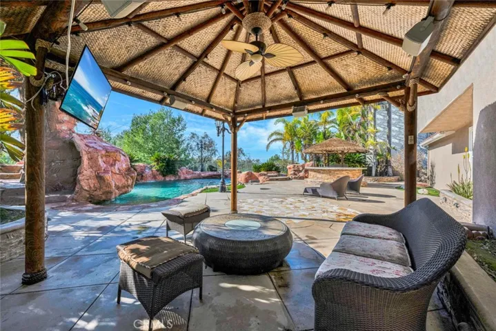 A view of the pool from underneath the palapa. What a relaxing place to sit and enjoy a game, a show or just the fresh air.