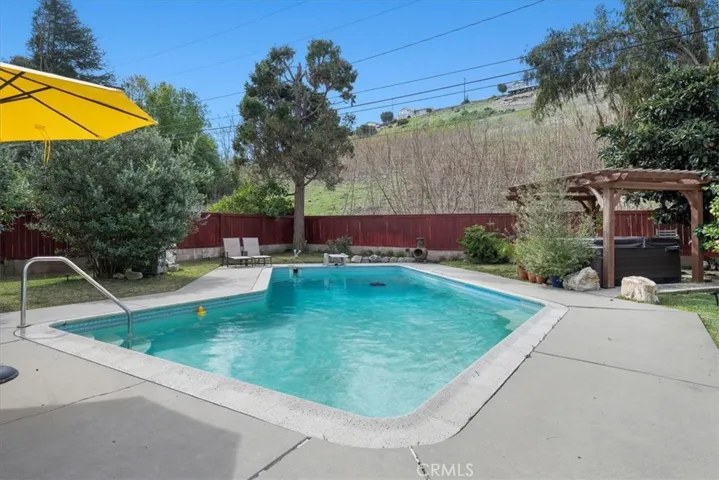 Fenced in HUGE backyard with lawn, pool and deck