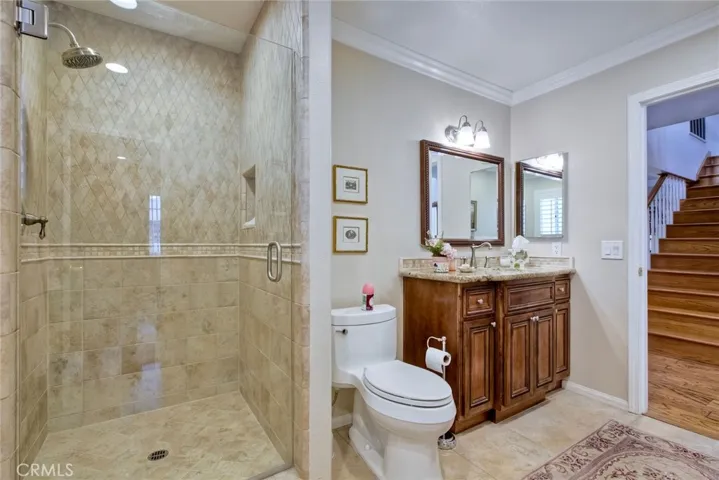 Downstairs guest bath with walk in shower