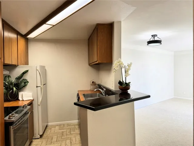 Kitchen open to living area