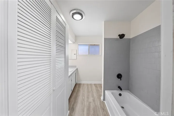 main house bathroom/ laundry in closet. would need a stackable washer and dryer