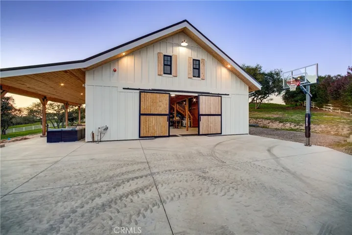 Sliding barn door and basketball court
