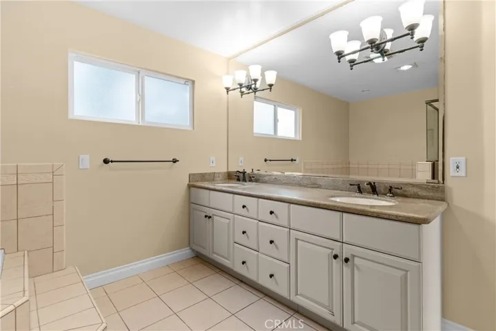 Primary bathroom double sink vanity