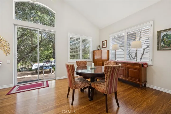 The dining room is bright and spacious.