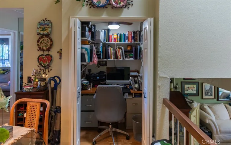 Office built into closet in dining room